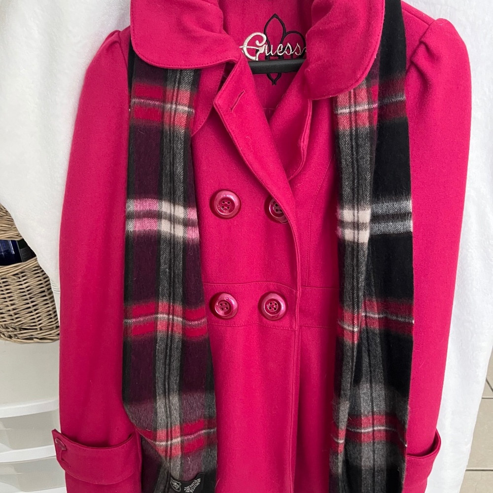 Guess, Wool Fushia Coat